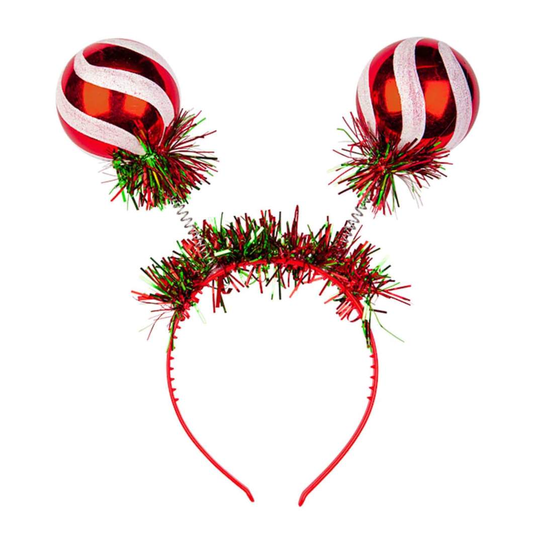 Mr Crimbo Adults Tinsel Christmas Bauble Headband Boppers - MrCrimbo.co.uk -WKDXM-4667 - -christmas boppers
